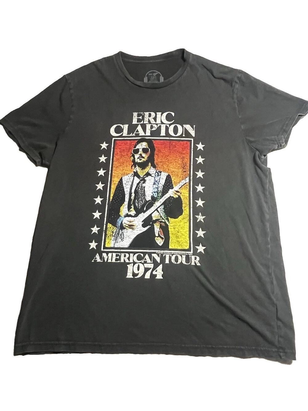 Eric Clapton American Tour 1974 T Shirt Mens XL Black Double Sided Graphic Tee